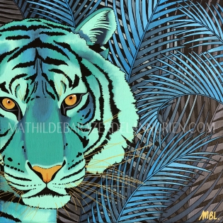 BLUE TIGER - 2018 - 30 / 30 cm - Marqueur acrylique sur toile