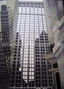 - WALL STREET - 2008 - 52 / 38 cm - Multi-techniques sur papier -
Inspiré du tableau ‟Buildings de Wall Street‟ (1930) de Bernard Boutet de Monvel.